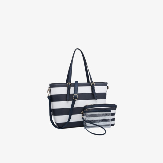 Saffiano Stripe 3-in-1 Shopper Tote Bag