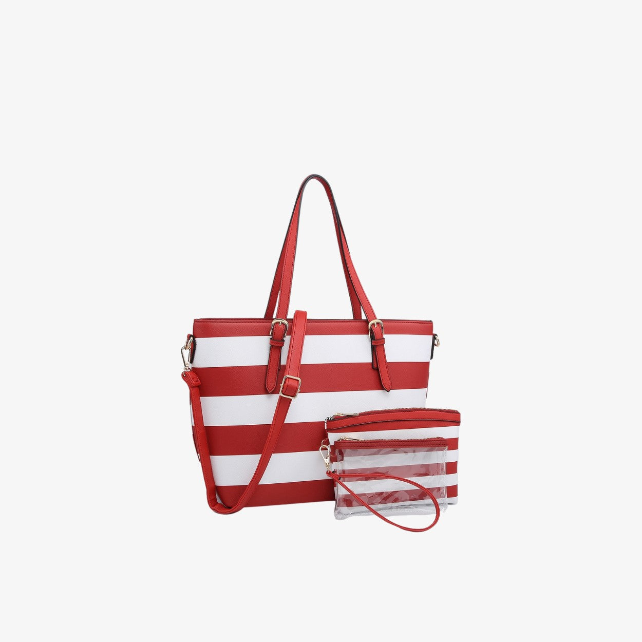 Saffiano Stripe 3-in-1 Shopper Tote Bag