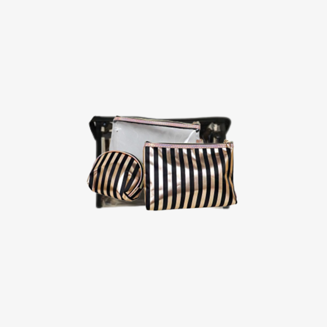 3 Piece Striped Makeup/Cosmetic Bag